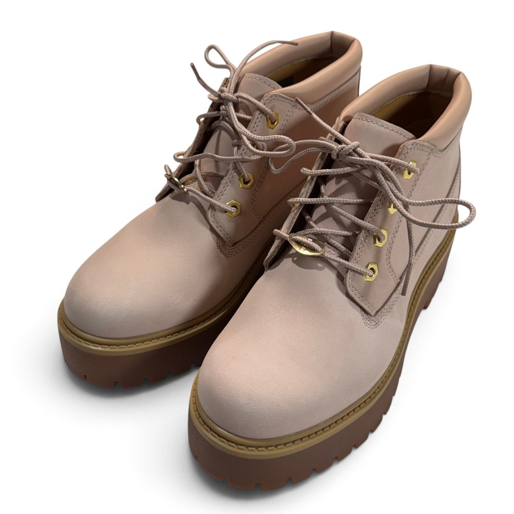 Timberland Stone Street Waterproof Platform Chukka Boots Light Beige Women 8 New